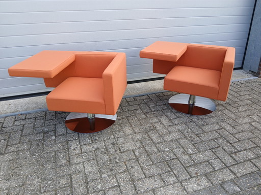 2 fauteuils pivotants Offecct Solitaire - Alfredo Häberli – draaistoelen, Textile, Metal