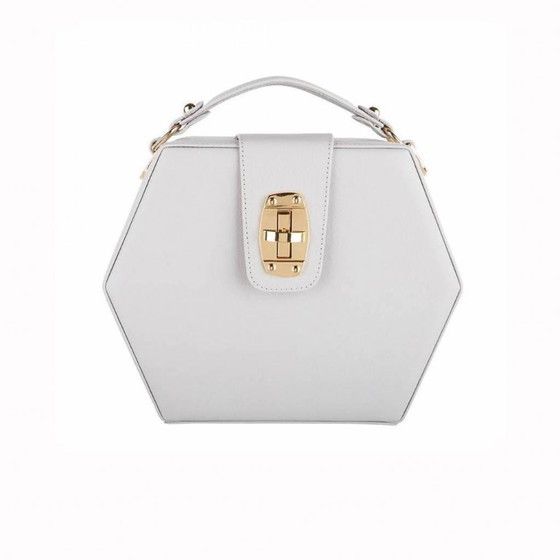 Image 1 of Borsa Charlee di Bordon, in morbida pelle grigia.