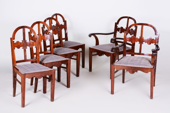Restored Art Deco Dinig Set, Caucasian Walnut, Thuja, Polished, England, 1920s – Dining set, Textile, Wood (photo 12 of 19)