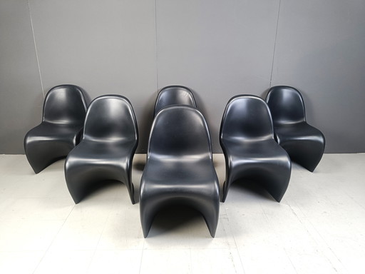 Zwarte Panton Eetkamerstoelen, set van 6