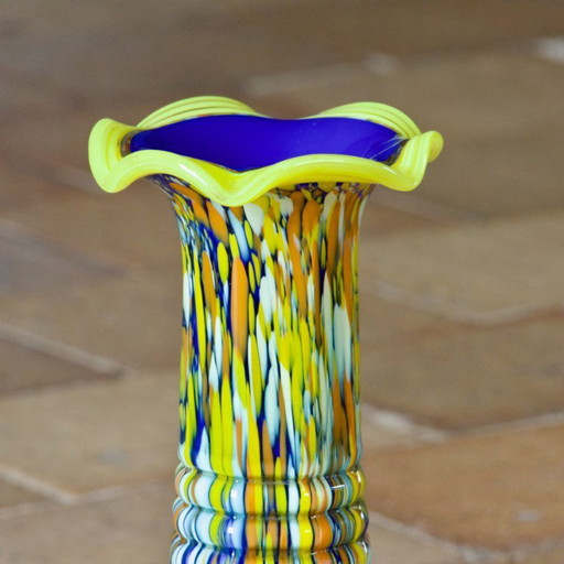 Vase de Murano en verre soufflé bouche, pièce unique