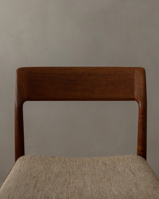 Image 1 of Vintage eetkamerstoelen van Johannes Nørgaard voor Nørgaard Møbelfabrik (set van 6) | Originele wollen bekleding | Jaren 60