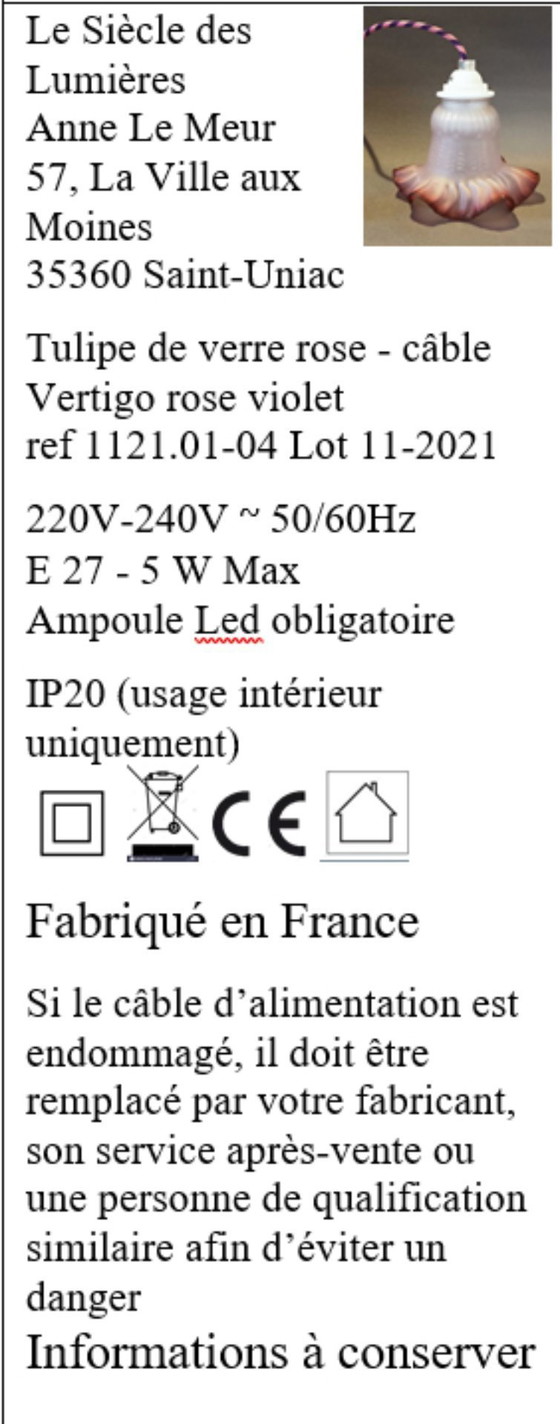 Image 1 of Lampe Tulipe Rose & Violette – Luminaire de Caractère