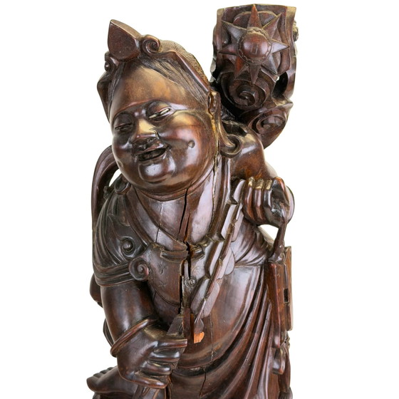 Antigua talla de madera japonesa Ebisu - Dios de los pescadores y la prosperidad - 59 cm – Esculturas (photo 9 of 11)