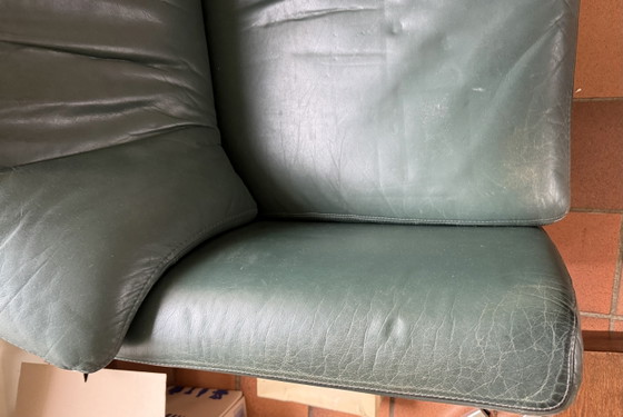 Leolux tweezitsbank in groen leer – Banken, Leather (photo 4 of 6)