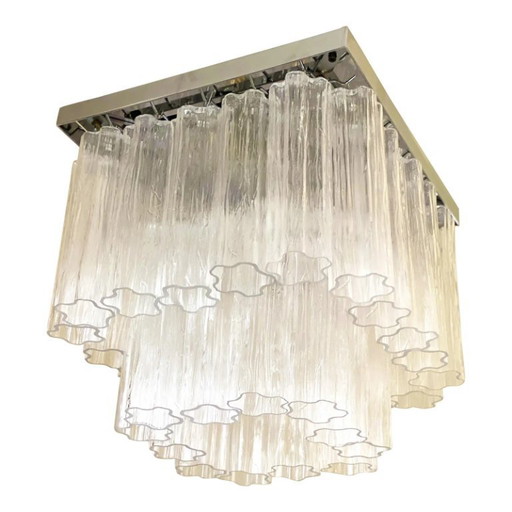 Luxury Square Transparent Murano Glass Tronchi Sputnik Flush Mount Ceiling Light