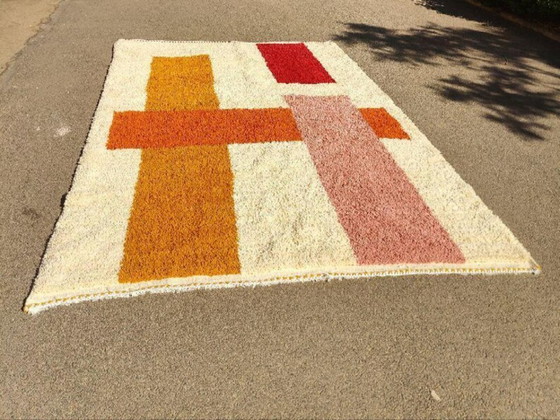 Image 1 of Ecrufarbener Berberteppich mit geometrischen Mustern, 250 cm x 150 cm