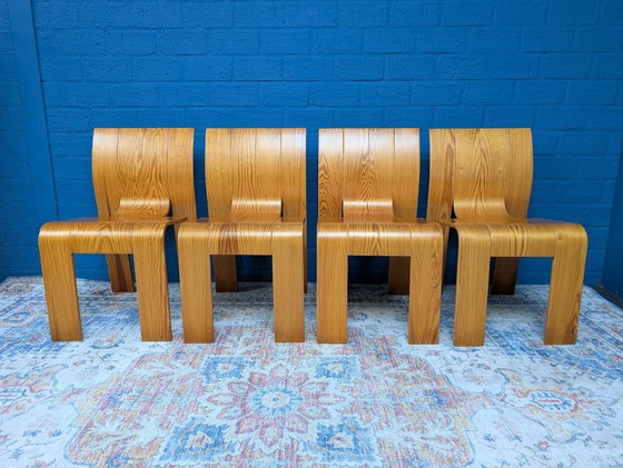 Image 1 of 4x Chaises à bandes vintage, Gijs Bakker pour Castelijn, 1970