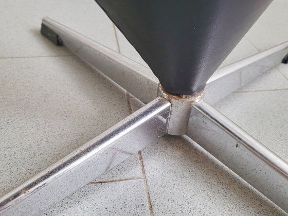 Image 1 of VINTAGE CONE CHAIR K1 BY VERNER PANTON 1950 BLACK FAUX LEATHER & STEEL