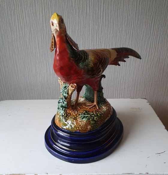 Image 1 of Impressionnante statue de faisan sur un socle - vers 1900-1940