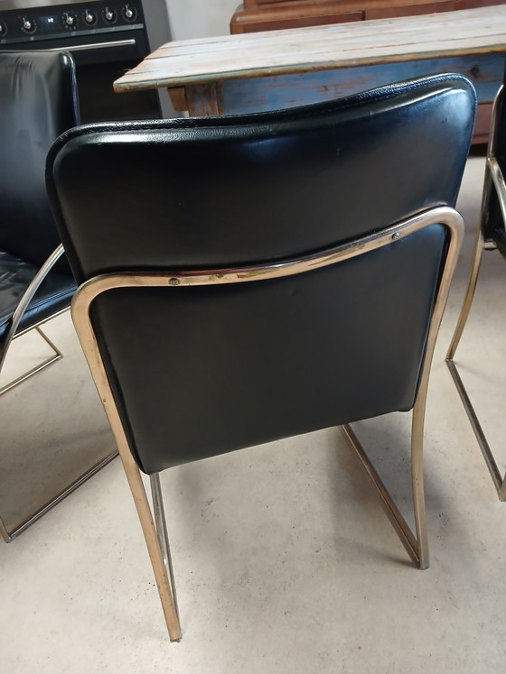 Vintage design dining chairs – Leather, Metal (photo 12 of 14)
