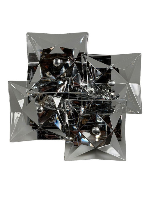 Lámpara de pared Wall Scone de los años 60/70 de Kinkeldey Leuchten, diseño de vidrio y cromo