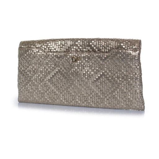 Diane von Furstenberg, goldfarbene Clutch aus gewebtem Material