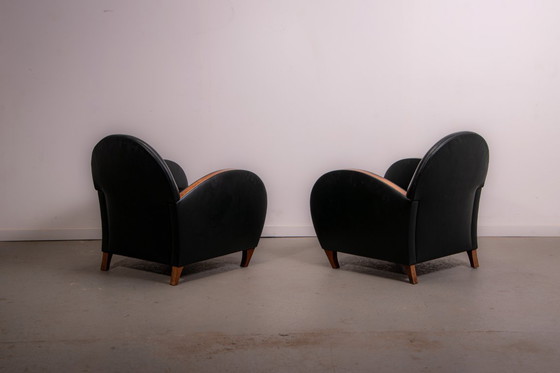 Image 1 of Ein Paar Ledersessel aus der Mitte des 20. Jahrhunderts, ca. 1970, hergestellt in Belgien