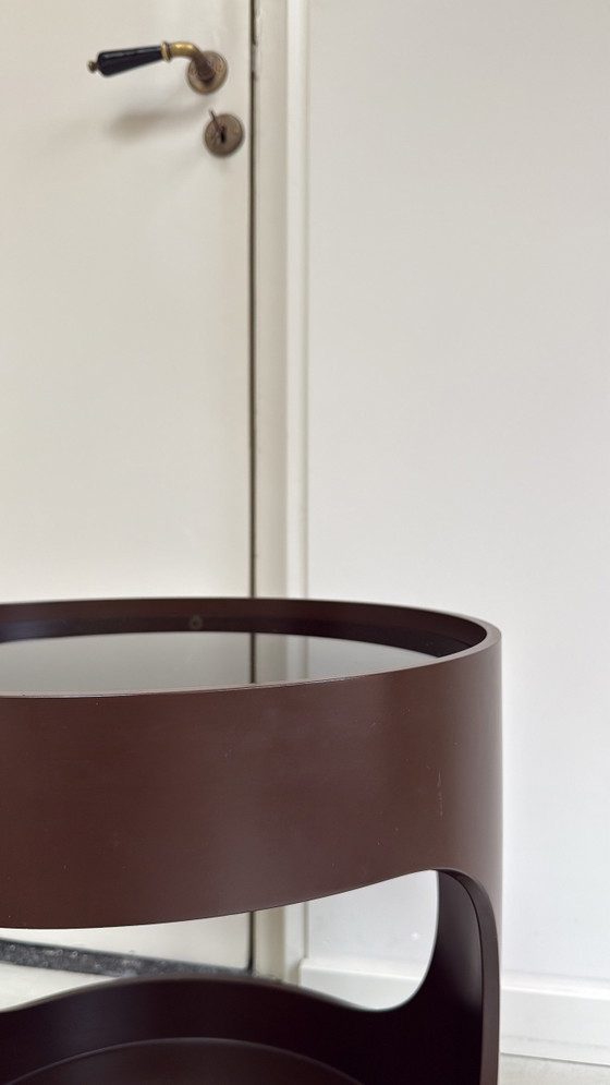 Vintage Space Age Dark Brown Luna Trolley Opal Furniture – Opal Möbel, Side tables, Plastic, Glass (photo 7 of 7)