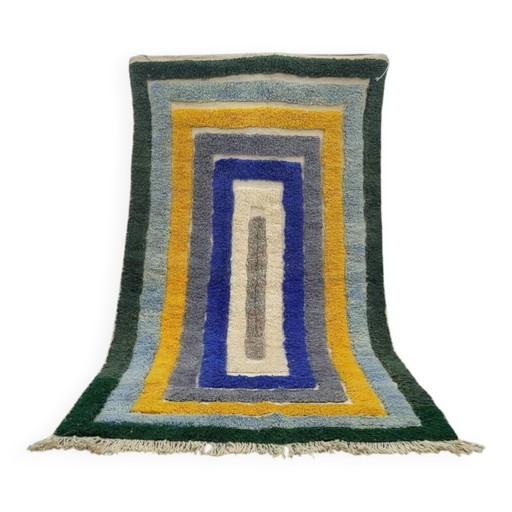 Gebroken wit Marokkaans vloerkleed met geometrische patronen, 250cm x 150cm