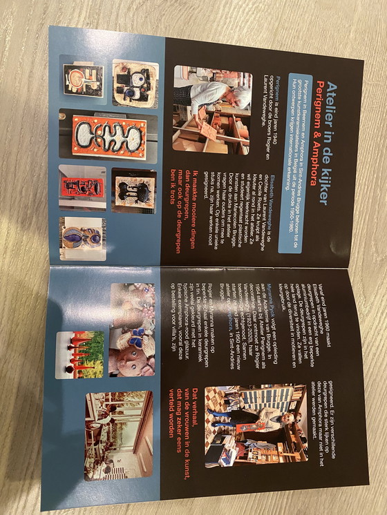 Image 1 of Maniglia per porta in acciaio inox vintage in ceramica belga Amphora