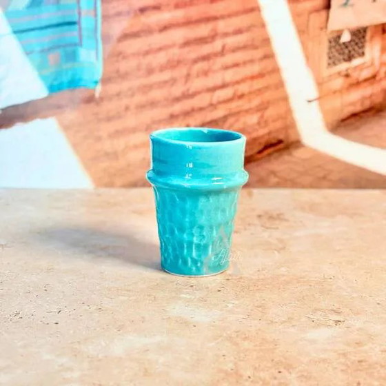 Turquoise glazed artisan ceramic glass – Glass & Decanter, Porcelain (photo 2 of 2)