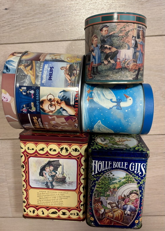 Set of 5 Old Dutch Vintage Tins – Incl. Efteling, Ot & Sien & Philips – Overig, Decorative Objects, Metal (photo 9 of 11)