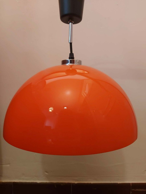 Orange Space Age design pendant lamp, 1970s
