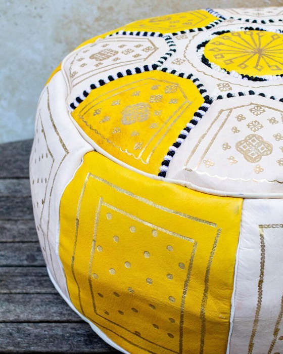 Image 1 of Handgefertigter marokkanischer Lederpouf