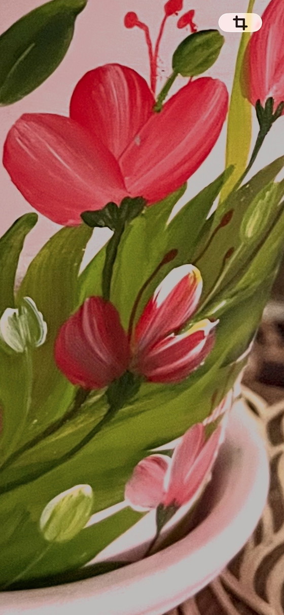 Image 1 of Hand-painted pot + saucer