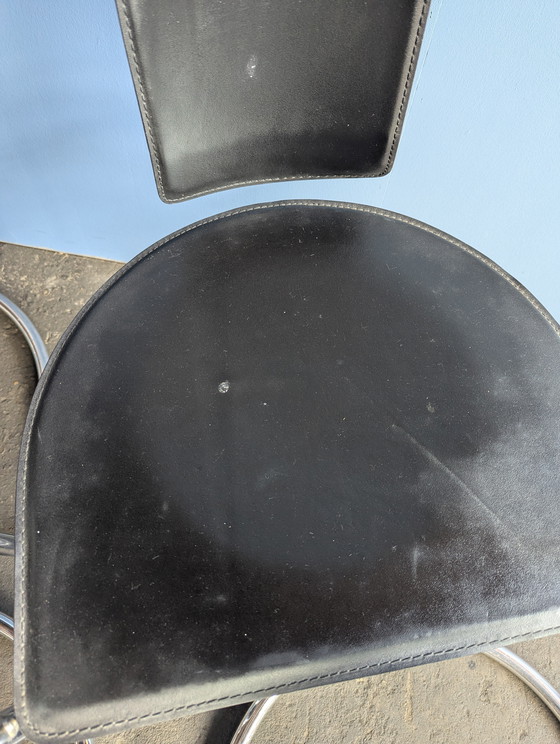 Image 1 of 6 chaises design vintage italien - Chrome et cuir