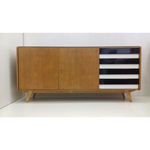 Commode vintage pour Interier Praha en hêtre et plastique années 1960