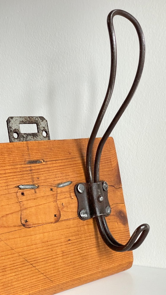 Image 1 of Vintage Wooden and Steel School Coat Rack