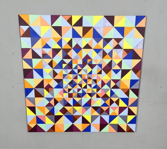 Image 1 of Lena László, acrylique sur toile, 'Exactly 299 triangles