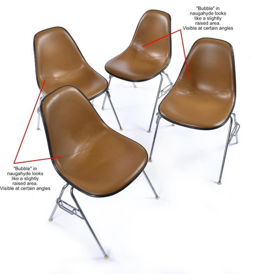 Image 1 of 6 Herman Miller Eames Stacking Shell Chairs with Brown Naugahyde Pads