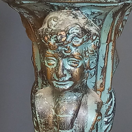 Image 1 of Antieke keramische zuil met bronzen patina