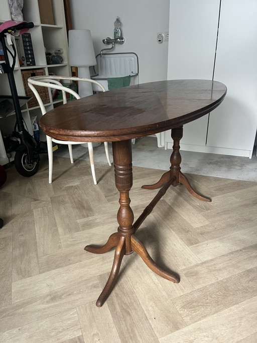 Table ovale à double colonne – eettafels, Wood