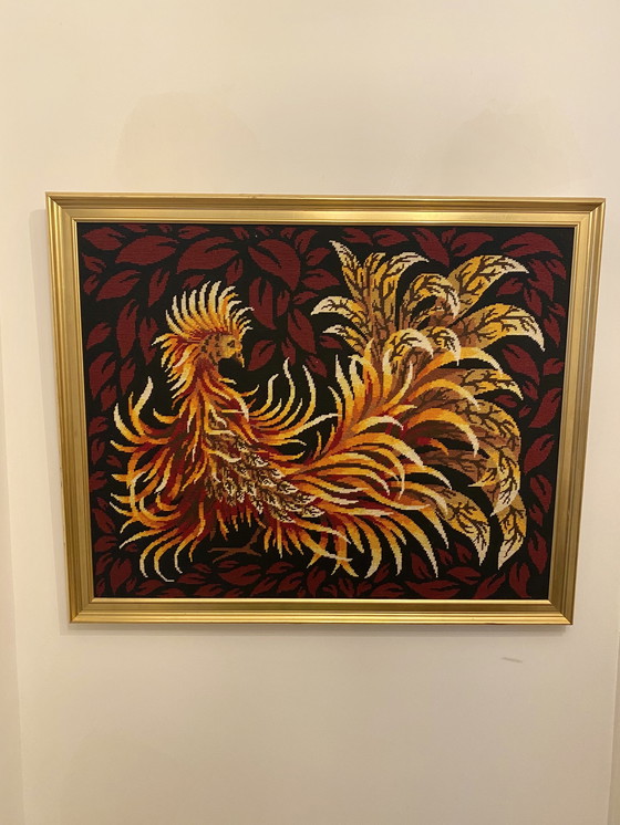 Image 1 of Tapisserie vintage Oiseau de feu années 60/70