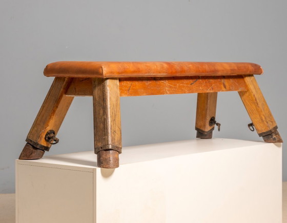 Image 1 of European Vintage Leather Gym Bench or Table, 1950s