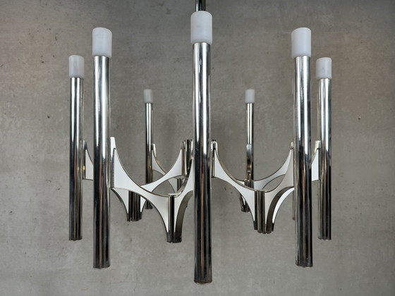 XL Vintage Design ‘Orbit’ Chandelier - Sciolari – Brass, Silver (photo 8 of 14)