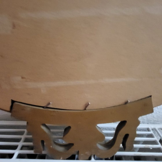 Image 1 of Large oval gold frame with bow, portrait, vintage