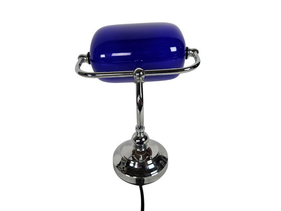 Image 1 of Lampe de banquier - style Tiffany - métal - opaline - années 90