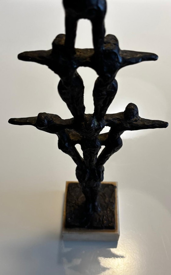 Image 1 of John Bier - sculpture, The Acrobats No. 6 - 38.5 cm - Bronze, Marble - 1987
