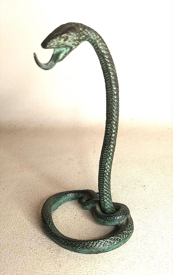 Image 1 of Cobra Bronze Pocket Watch Holder by Edgar Brandt, Art Deco Style