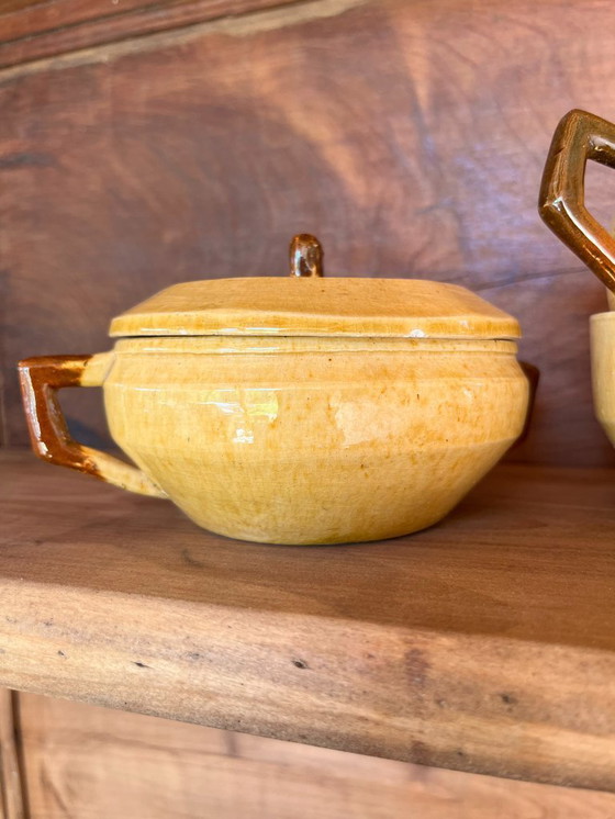 Image 1 of Service à café ocre signé G. Platon Vallauris