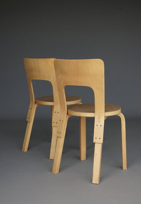 Image 1 of Model 66 Chairs attributed to Alvar Aalto, 1980s, Set of 2