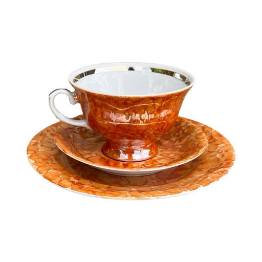 Marbled breakfast set, Wałbrzych, Poland, 1970s.