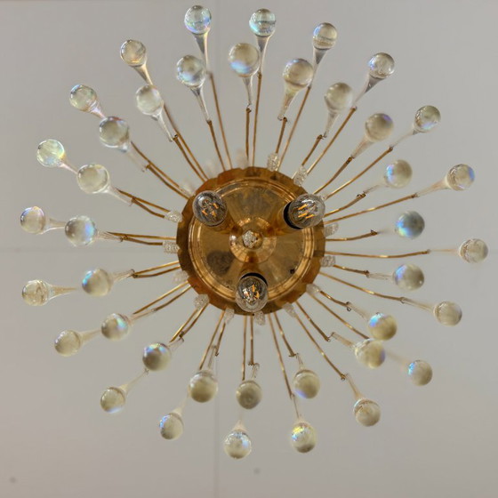 Image 1 of 3-tier teardrop chandelier with clear Murano glass