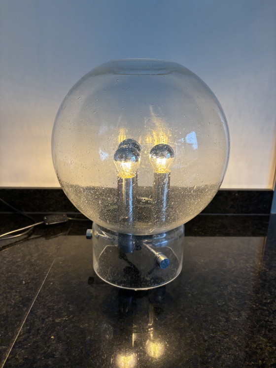 Vintage Glashütte Limburg Table Lamp Bubble Glass 1970s (photo 3 of 8)