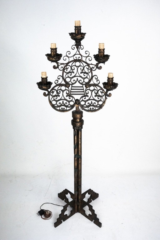 Rare lampadaire brutaliste italien de Longobard. Italie, années 1970.