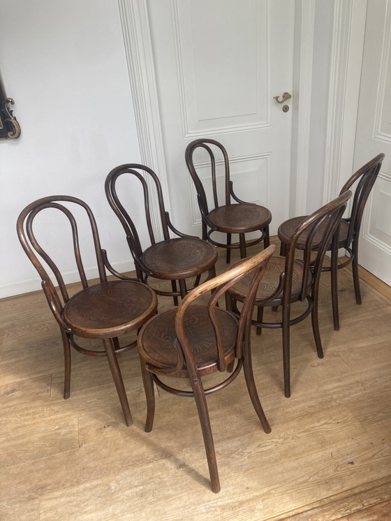 Image 1 of 6x Thonet No. 18 Chairs By Fischel, Ca. 1920