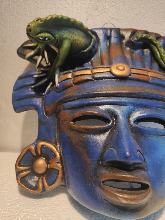 Image 1 of Maya masker, Maya-/Azteekse kunst, 3D-keramiek, handgemaakt