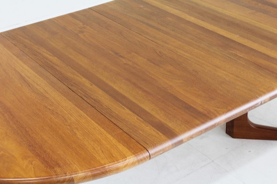 Table de salle à manger ronde extensible vintage danoise en teck massif Glostrup – Tables de salle à manger (photo 3 of 8)