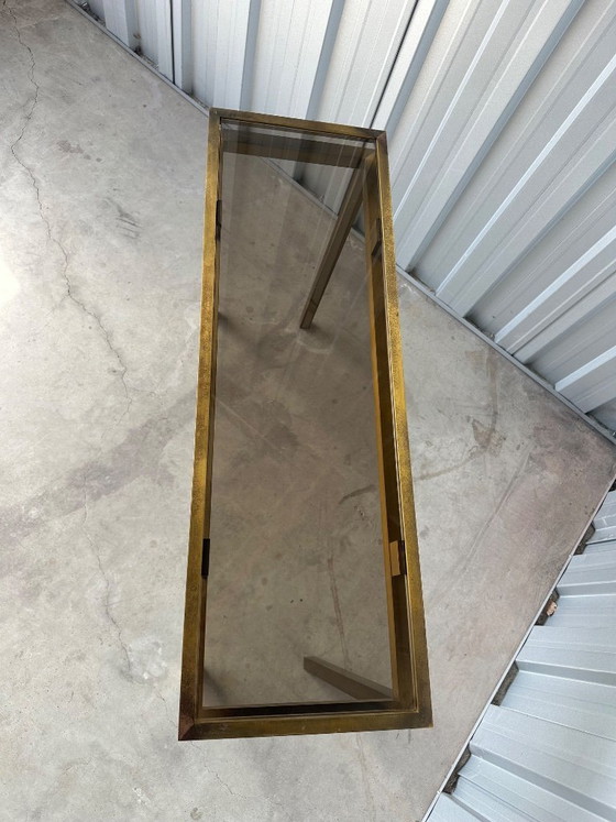 Image 1 of Vintage messing sidetable met glazen blad